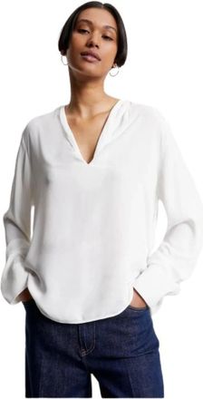Tommy Hilfiger Flowy V-neck Cr&ecirc;pe Blouse - Dames - Blouses - Wit - XS - Overhemden