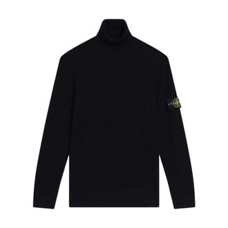 Stone Island Full Rib RWS Wollen Coltrui - Heren - Coltruien - Zwart - S - Wol - Truien & Vesten