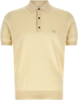 Etro Tops, Heren, Beige, XL, Katoen, Polo shirt van katoen met Pegaso
