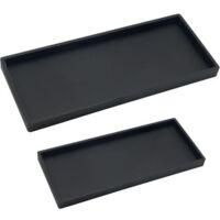 OEM 2 Bandejas De Ba&ntilde;o, Bandeja Rectangular Negra, Bandeja De Almacenamiento Para Tocador, Ba&ntilde;era, Fregadero De Cocina Y Bandeja De Ba&ntilde;o De Silicona - Cre