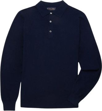 Brooks Brothers Merino wollen poloshirt - Heren - Polos - Blauw - S - Wol - Tops