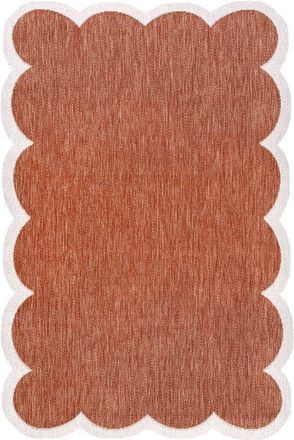 Jonathan Y Designs Alice Classic Cottage Two-Tone Scalloped Indoor/Outdoor Shaped Area Rug in Terra/cream at Nordstrom, Size 8Ft 0In X 10Ft 0In