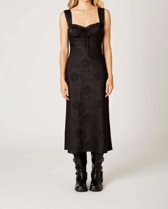 Cotton Candy L.A. Darcy Floral Bustier Midi Slip Dress In Black