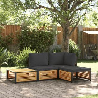vidaXL Set Sof&aacute;s De Jard&iacute;n Con Cojines 4 Pzas Madera Maciza De Acacia Vidaxl