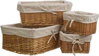 Wanderlust Deco Wanderlust Deco - Set 4 Cestos De Mimbre Marr&oacute;n Forrados