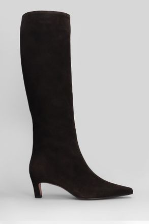 Roberto Festa Milano Fredine High Heels Boots In Dark Brown Suede
