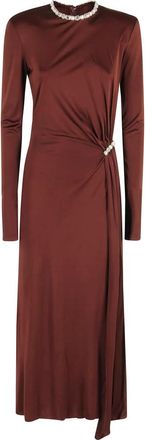 DAVID KOMA Midi-jurk met kristallen rand - Dames - Maxi kleedjes - Rood - S - Kleedjes