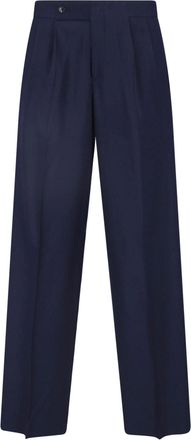 Giorgio Armani Navy Blue Virgin Wool Straight-Leg Pants