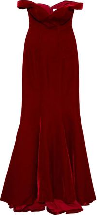 Saiid Kobeisy Abito in velluto con spalle scoperte - Rosso