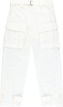 sacai Broeken, Dames, Wit, M, Katoen, Wijde Broek