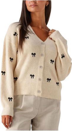 Y.A.S Y.a.s, Truien & Vesten, Dames, Beige, M, Polyester, Geborduurde Gebreide Vest voor Vrouwen