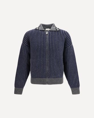 Versace Cardigan con zip in maglia di lana intarsiata Man 50