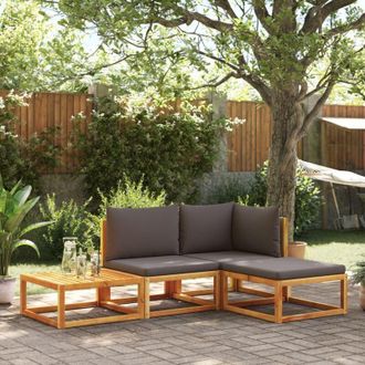 vidaXL Conjunto De Sof&aacute; De Jard&iacute;n De 4 Piezas Con Cojines De Madera De Acacia Y Rat&aacute;n Vidaxl
