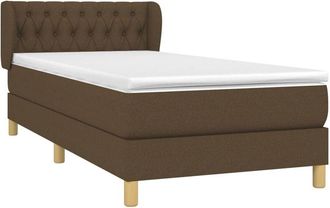 vidaXL Cama Box Spring Con Colch&oacute;n Tela Marr&oacute;n Oscuro 90x200 Cm Vidaxl