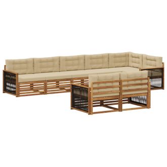 vidaXL Set Di Divani Da Esterno 8 Pz Naturale E Beige Vidaxl