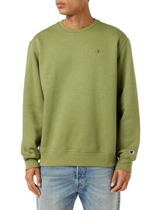 Champion Mens Rochester 1919 C-Logo Heavy Poly-Fleece Crewneck Sweatshirt, Verde Olivo, L