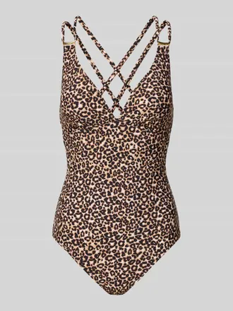 Lascana Badeanzug mit gekreuzten Tr&auml;gern Modell Mayumi in Mittelbraun, Gr&ouml;&szlig;e 36AB