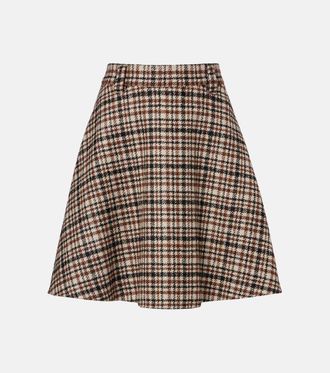Brunello Cucinelli Houndstooth wool and alpaca-blend miniskirt