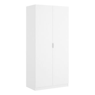 Dmora Armario Giovo, Perchero Para Dormitorio, Armario Con 2 Puertas Batientes, 81x52h184 Cm, Blanco - Dmora