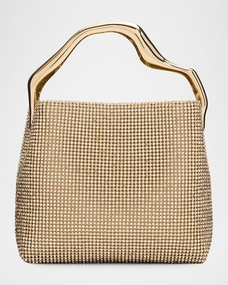 Cult Gaia Solene Mini Rhinestone Sculptural Top-Handle Bag