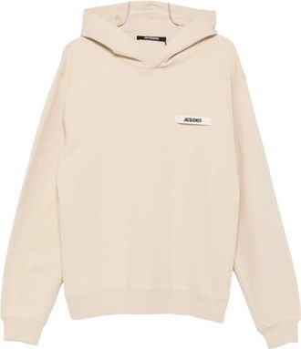 Jacquemus Beige Katoenen Hoodie met Logo - Heren - Hoodies - Beige - XL - Katoen - Hoodies & sweatvesten