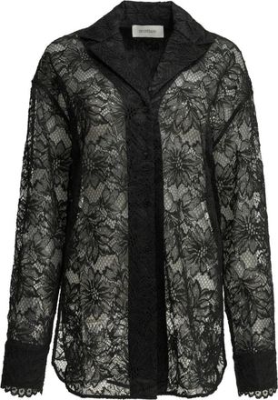 Sportmax Camicia in pizzo floreale rebrod&egrave; - Dames - Overhemden - Zwart - S - Katoen - Overhemden