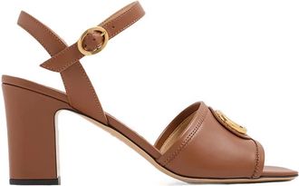 Valentino Garavani 75mm VLogo sandals - women - Leather/Leather/Leather - 37.5 - Brown