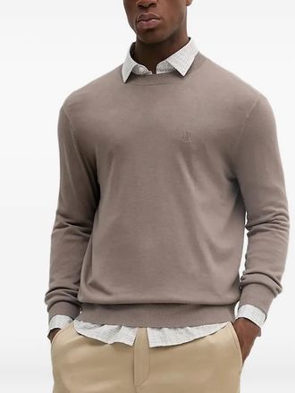 A|X Armani Exchange Felpa girocollo con logo ricamato - Toni neutri