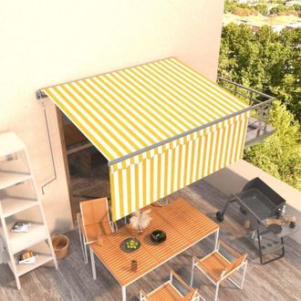 vidaXL Vidaxl - Toldo Autom&aacute;tico Retr&aacute;ctil Con Persiana Amarillo Blanco 3x2,5m