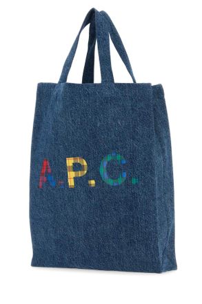 A.P.C. Womens Denim Mini Lou Shopping Bag Washedindigo Exterior: Cotton Borse A Mano