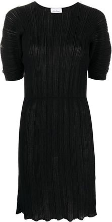 Ferragamo micro-pleated midi dress - women - Polyamide/Polyamide/Cotton - L - Black