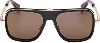 Christian Louboutin 62mm Mirrored Navigator Sunglasses in Black/gold Red Enamel at Nordstrom