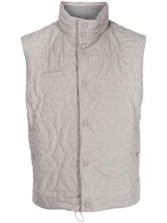 Ferragamo quilted funnel neck gilet - men - Polyester - 48 - Grey