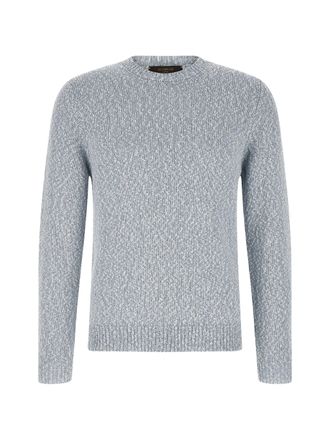 Zanone Two-Tone Textured Fabric Crew Neck Sweater