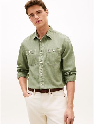 Tommy Hilfiger Mens Relaxed Fit Denim Shirt - Green - XXL
