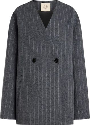12 Storeez pinstripe double-breasted coat - Grey