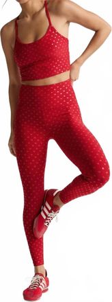 Beyond Yoga Softshine High Waisted Midi Legging In Holly Red Ditsy Hearts