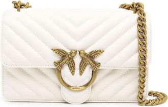 Pinko Quilted Sheepskin Mini Crossbody Bag With Bird Clasp