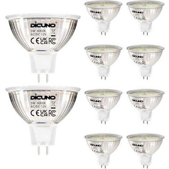OEM Bombilla Led Gu5.3, Blanco Fr&iacute;o 6000k, Led Mr16 12v 5w, Equivalente A Hal&oacute;gena De 50w, Bombillas Led No Regulables, Paquete De 10