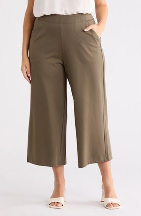 Max Studio Ponte Knit Crop Wide Leg Pants in Sage at Nordstrom Rack, Size 1X