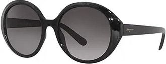 Ferragamo Sunglasses Round Full Rim, Black Frame And Grey Gradient Lens Sf1067S001