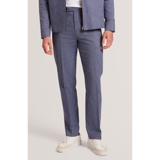 Ted Baker Givrant Slim Fit Linen & Cotton Pants in Navy at Nordstrom, Size 38
