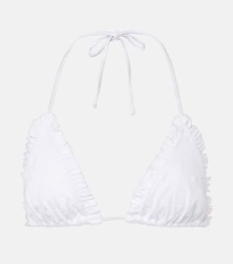 Chloé Broderie anglaise ruffled bikini top