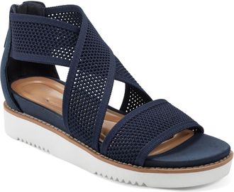 Easy Spirit Wander 2 Sandals Womens Blue Knit Open Toe Platform LION890