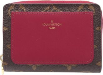 Louis Vuitton Monogram Brown Fuchsia Red Color Coated Canvas Wallet (Bi-Fold) (Pre-Owned)