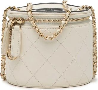 Chanel 2021 Quilted Lambskin Chain and Charm Case vanity bag - Bianco