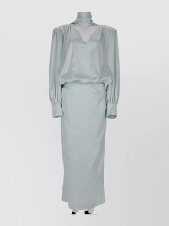 Rotate satin midi dress high neck long sleeves
