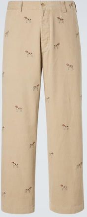 Polo Ralph Lauren Embroidered cotton corduroy straight pants