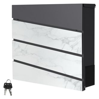 ML Design Buz&oacute;n cartas acero antracita &oacute;ptica m&aacute;rmol blanco 37x36,5cm