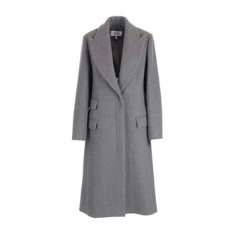 Loewe Wool and Cashmere Long Coat - female - Loewe - Single-Breasted Coats - Gray - XS - Coats